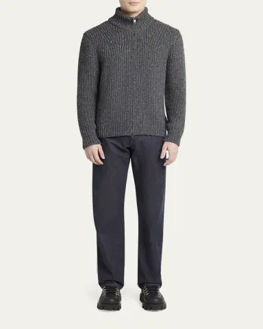 Moncler Men's Ribbed Full-Zip Sweater | Thumbnail 2 Moncler Men's Ribbed Full-Zip Sweater | Thumbnail 2