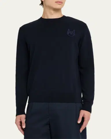 Moncler Men's Monogram Applique Crewneck Sweater | Thumbnail 4 Moncler Men's Monogram Applique Crewneck Sweater | Thumbnail 4