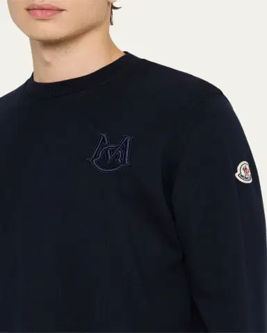 Moncler Men's Monogram Applique Crewneck Sweater | Thumbnail 5 Moncler Men's Monogram Applique Crewneck Sweater | Thumbnail 5