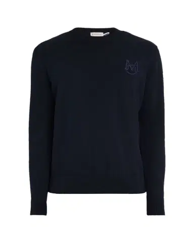Moncler Men's Monogram Applique Crewneck Sweater | Thumbnail 1 Moncler Men's Monogram Applique Crewneck Sweater | Thumbnail 1