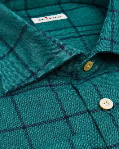Kiton Men's Cotton Windowpane Check Button-Down Shirt | Thumbnail 3 Kiton Men's Cotton Windowpane Check Button-Down Shirt | Thumbnail 3