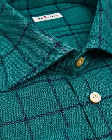 Kiton Men's Cotton Windowpane Check Button-Down Shirt | Thumbnail 1 Kiton Men's Cotton Windowpane Check Button-Down Shirt | Thumbnail 1