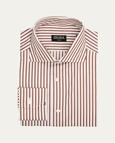 ZEGNA Men's Trecapi Cotton Bengal Stripe Dress Shirt | Thumbnail 2 ZEGNA Men's Trecapi Cotton Bengal Stripe Dress Shirt | Thumbnail 2