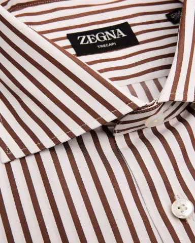 ZEGNA Men's Trecapi Cotton Bengal Stripe Dress Shirt | Thumbnail 3 ZEGNA Men's Trecapi Cotton Bengal Stripe Dress Shirt | Thumbnail 3