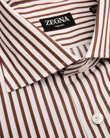 ZEGNA Men's Trecapi Cotton Bengal Stripe Dress Shirt | Thumbnail 1 ZEGNA Men's Trecapi Cotton Bengal Stripe Dress Shirt | Thumbnail 1