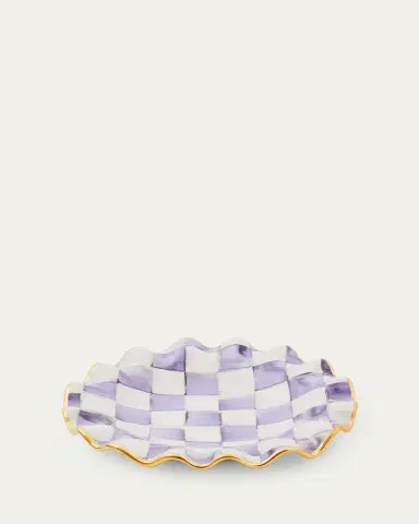MacKenzie-Childs Violet Check Fluted Ceramic Dessert Plate | Thumbnail 2 MacKenzie-Childs Violet Check Fluted Ceramic Dessert Plate | Thumbnail 2