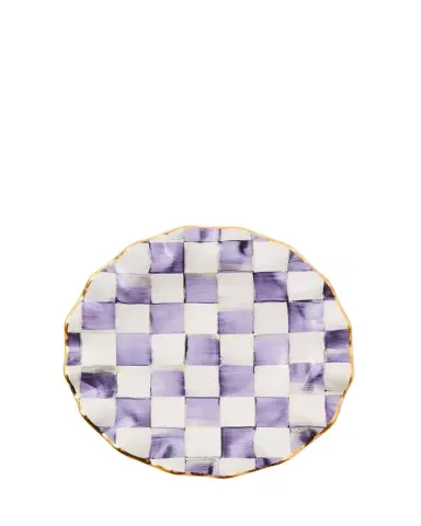 MacKenzie-Childs Violet Check Fluted Ceramic Dessert Plate | Thumbnail 1 MacKenzie-Childs Violet Check Fluted Ceramic Dessert Plate | Thumbnail 1