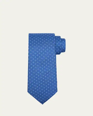 Zegna Men's Diamond-Print Silk Tie | Thumbnail 2 Zegna Men's Diamond-Print Silk Tie | Thumbnail 2