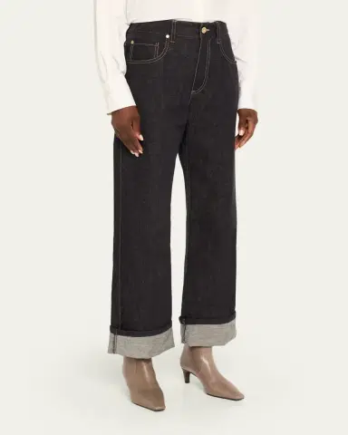 Brunello Cucinelli Dark-Wash Wide-Leg Cuffed Jeans | Thumbnail 4 Brunello Cucinelli Dark-Wash Wide-Leg Cuffed Jeans | Thumbnail 4