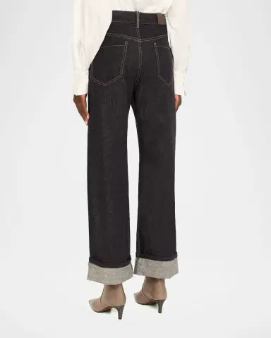 Brunello Cucinelli Dark-Wash Wide-Leg Cuffed Jeans | Thumbnail 7 Brunello Cucinelli Dark-Wash Wide-Leg Cuffed Jeans | Thumbnail 7