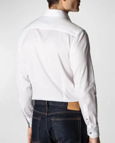 Eton Contemporary-Fit Twill Shirt with Gray Buttons | Thumbnail 3 Eton Contemporary-Fit Twill Shirt with Gray Buttons | Thumbnail 3