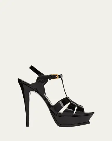 Saint Laurent Tribute Patent Platform Sandals | Thumbnail 2 Saint Laurent Tribute Patent Platform Sandals | Thumbnail 2