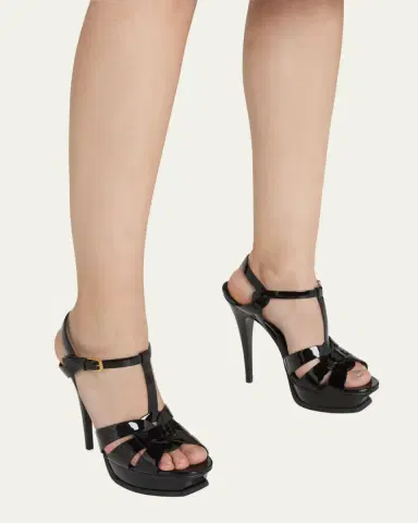 Saint Laurent Tribute Patent Platform Sandals | Thumbnail 3 Saint Laurent Tribute Patent Platform Sandals | Thumbnail 3