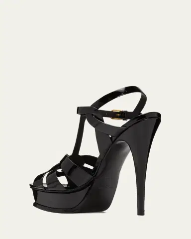 Saint Laurent Tribute Patent Platform Sandals | Thumbnail 5 Saint Laurent Tribute Patent Platform Sandals | Thumbnail 5