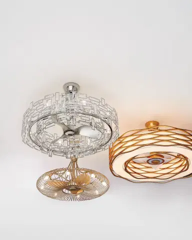 John-Richard Collection Ribbons of Silver 8-Light Pendant with Fan | Thumbnail 2 John-Richard Collection Ribbons of Silver 8-Light Pendant with Fan | Thumbnail 2