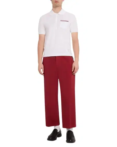 Thom Browne Heather Polo Shirt with Striped Pocket | Thumbnail 1 Thom Browne Heather Polo Shirt with Striped Pocket | Thumbnail 1