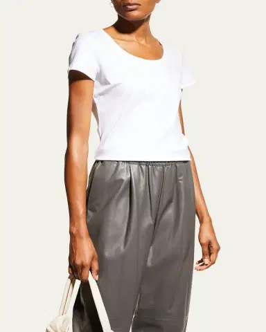 Lafayette 148 New York Cotton-Stretch Basic Tee | Thumbnail 5 Lafayette 148 New York Cotton-Stretch Basic Tee | Thumbnail 5