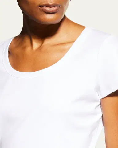 Lafayette 148 New York Cotton-Stretch Basic Tee | Thumbnail 6 Lafayette 148 New York Cotton-Stretch Basic Tee | Thumbnail 6