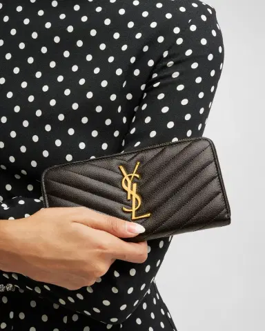 Saint Laurent YSL Monogram Large Zip Wallet in Grained Leather | Thumbnail 2 Saint Laurent YSL Monogram Large Zip Wallet in Grained Leather | Thumbnail 2