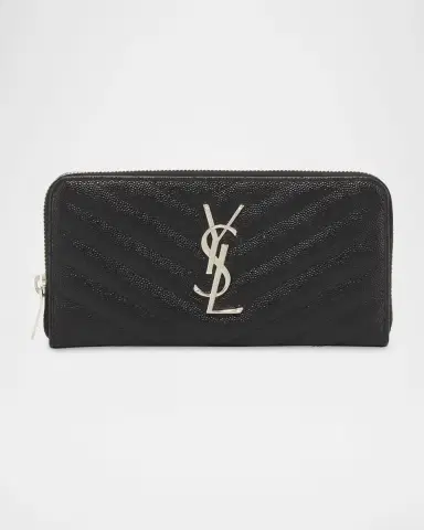 Saint Laurent YSL Monogram Large Zip Wallet in Grained Leather | Thumbnail 3 Saint Laurent YSL Monogram Large Zip Wallet in Grained Leather | Thumbnail 3