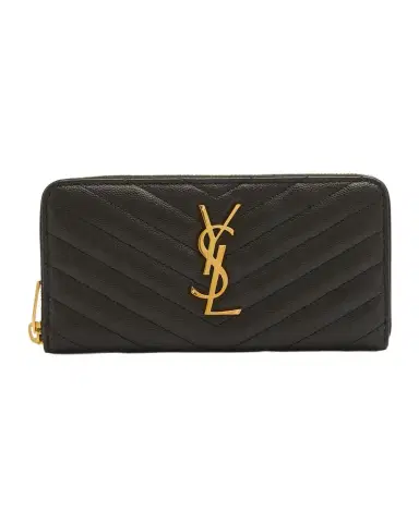 Saint Laurent YSL Monogram Large Zip Wallet in Grained Leather | Thumbnail 1 Saint Laurent YSL Monogram Large Zip Wallet in Grained Leather | Thumbnail 1