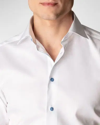 Eton Contemporary Fit Twill Shirt with Blue Buttons | Thumbnail 2 Eton Contemporary Fit Twill Shirt with Blue Buttons | Thumbnail 2
