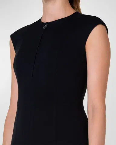 Akris punto Cap-Sleeve Zip-Front Seamed Dress | Thumbnail 4 Akris punto Cap-Sleeve Zip-Front Seamed Dress | Thumbnail 4
