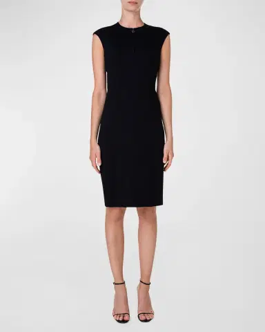 Akris punto Cap-Sleeve Zip-Front Seamed Dress | Thumbnail 6 Akris punto Cap-Sleeve Zip-Front Seamed Dress | Thumbnail 6