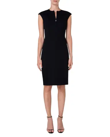 Akris punto Cap-Sleeve Zip-Front Seamed Dress | Thumbnail 1 Akris punto Cap-Sleeve Zip-Front Seamed Dress | Thumbnail 1
