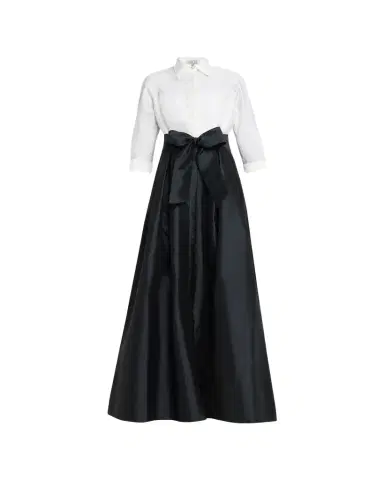 Rickie Freeman for Teri Jon Two-Tone 3/4-Sleeve Taffeta Shirtdress Gown | Thumbnail 1 Rickie Freeman for Teri Jon Two-Tone 3/4-Sleeve Taffeta Shirtdress Gown | Thumbnail 1