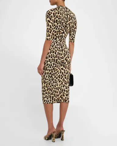 ALICE + OLIVIA Delora Fitted Leopard Mock-Neck Dress | Thumbnail 3 ALICE + OLIVIA Delora Fitted Leopard Mock-Neck Dress | Thumbnail 3