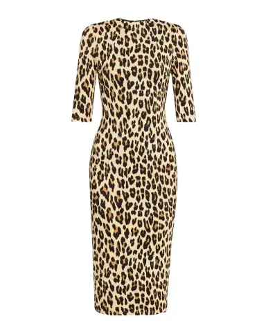 ALICE + OLIVIA Delora Fitted Leopard Mock-Neck Dress | Thumbnail 1 ALICE + OLIVIA Delora Fitted Leopard Mock-Neck Dress | Thumbnail 1
