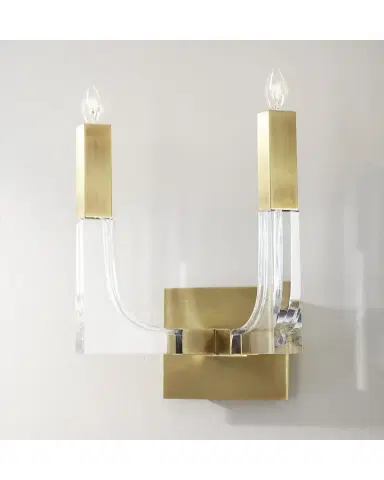 John-Richard Collection Acrylic and Brass Double-Light Wall Sconce | Thumbnail 4 John-Richard Collection Acrylic and Brass Double-Light Wall Sconce | Thumbnail 4