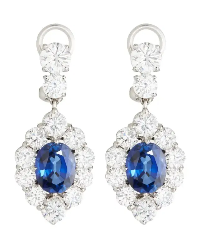 Lab Grown Sapphire Oval Drop Earrings Lab Grown Sapphire Oval Drop Earrings