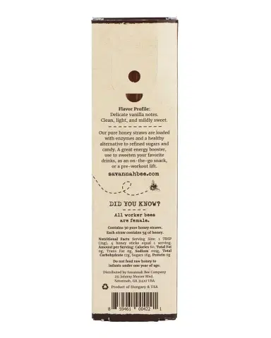Savannah Bee Company 30 Pack Honey Straws | Thumbnail 1 Savannah Bee Company 30 Pack Honey Straws | Thumbnail 1