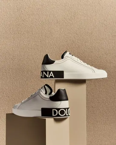 Dolce & Gabbana Men's Portofino Two-Tone Leather Sneakers | Thumbnail 4 Dolce & Gabbana Men's Portofino Two-Tone Leather Sneakers | Thumbnail 4
