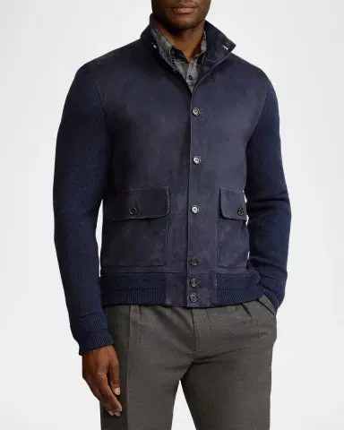 Ralph Lauren Purple Label Suede-Front Cashmere Cardigan | Thumbnail 4 Ralph Lauren Purple Label Suede-Front Cashmere Cardigan | Thumbnail 4