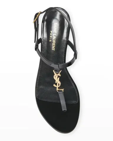 Saint Laurent Cassandra Leather YSL Slingback Sandals | Thumbnail 3 Saint Laurent Cassandra Leather YSL Slingback Sandals | Thumbnail 3