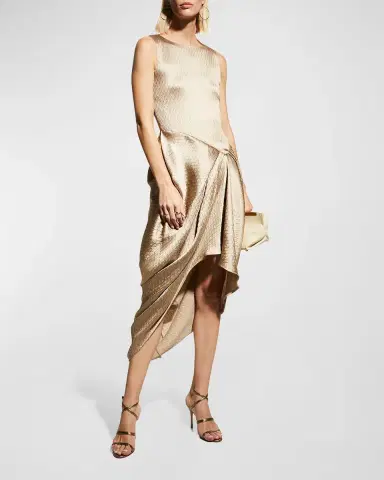Giorgio Armani Draped Textured Satin Midi Dress | Thumbnail 2 Giorgio Armani Draped Textured Satin Midi Dress | Thumbnail 2