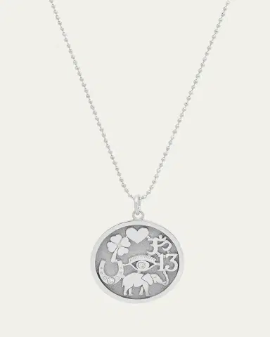 Jennifer Meyer 18k White Gold Good Luck Pendant Necklace with Diamonds | Thumbnail 2 Jennifer Meyer 18k White Gold Good Luck Pendant Necklace with Diamonds | Thumbnail 2