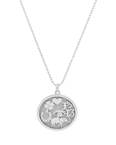 Jennifer Meyer 18k White Gold Good Luck Pendant Necklace with Diamonds | Thumbnail 1 Jennifer Meyer 18k White Gold Good Luck Pendant Necklace with Diamonds | Thumbnail 1