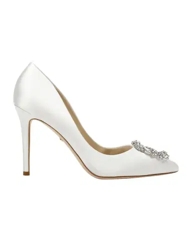 BADGLEY MISCHKA Cher Satin Buckle Cocktail High-Heel Pumps | Thumbnail 1 BADGLEY MISCHKA Cher Satin Buckle Cocktail High-Heel Pumps | Thumbnail 1
