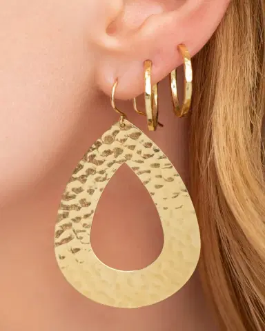 Jennifer Meyer 18k Small Hammered Bangle Hoop Earrings | Thumbnail 2 Jennifer Meyer 18k Small Hammered Bangle Hoop Earrings | Thumbnail 2