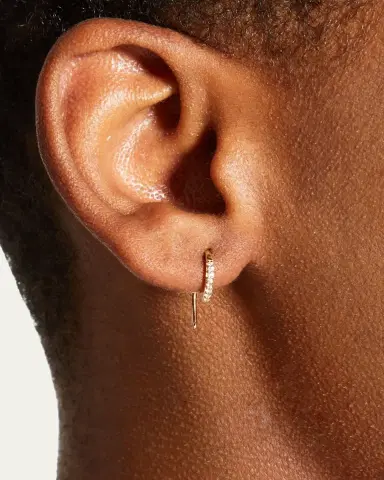 Lana 14K Gold Diamond Mini Hooked Earrings | Thumbnail 2 Lana 14K Gold Diamond Mini Hooked Earrings | Thumbnail 2