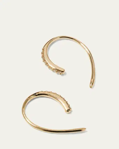 Lana 14K Gold Diamond Mini Hooked Earrings | Thumbnail 4 Lana 14K Gold Diamond Mini Hooked Earrings | Thumbnail 4