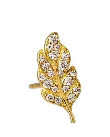Sydney Evan 14k Diamond Feather Stud Earring, Single | Thumbnail 1 Sydney Evan 14k Diamond Feather Stud Earring, Single | Thumbnail 1