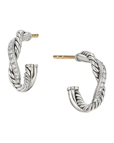 David Yurman Petite Pave Infinity Huggie Earrings | Thumbnail 1 David Yurman Petite Pave Infinity Huggie Earrings | Thumbnail 1