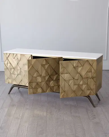 Global Views Triangle Cabinet, Brass | Thumbnail 3 Global Views Triangle Cabinet, Brass | Thumbnail 3