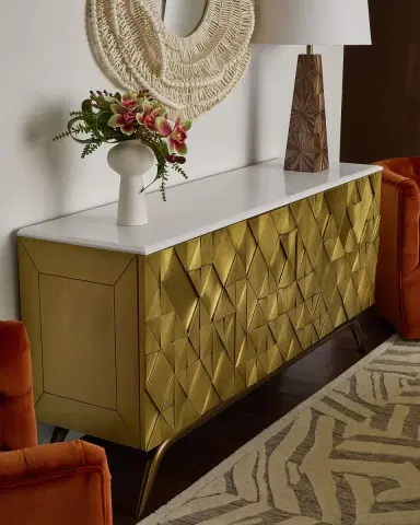 Global Views Triangle Cabinet, Brass | Thumbnail 4 Global Views Triangle Cabinet, Brass | Thumbnail 4