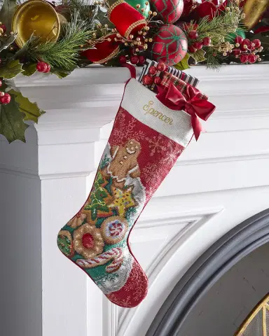 Sferra Personalized Retro Cookies Holiday Stocking | Thumbnail 1 Sferra Personalized Retro Cookies Holiday Stocking | Thumbnail 1